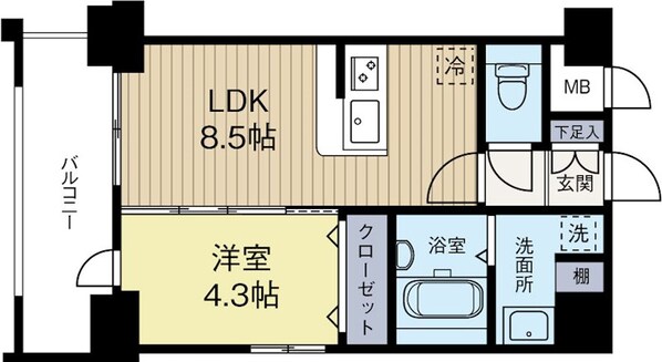 博多駅 徒歩11分 4階の物件間取画像